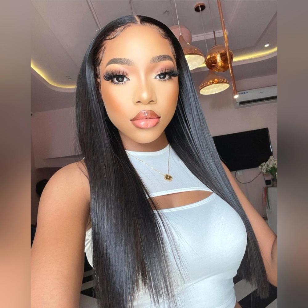 Human hair wig (18 inches) Human Hair Wig 18 Inch Long Straight Lace Frontal Natural  main image 3